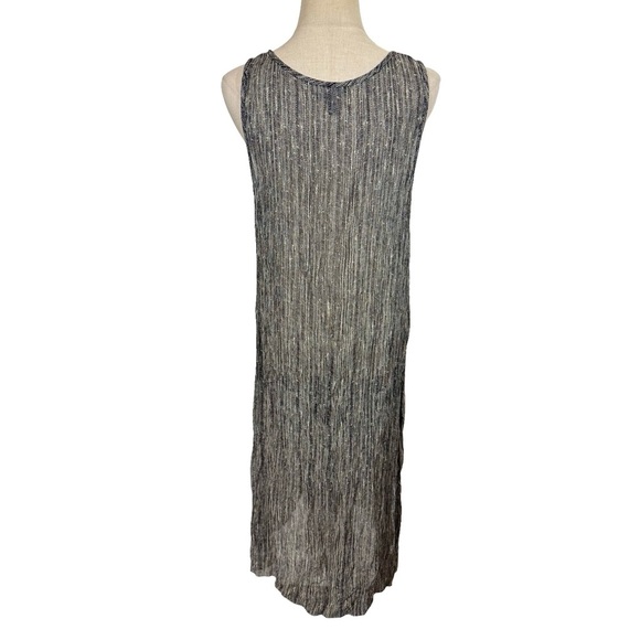 Eileen Fisher Firefly Printed Crinkle 100% Silk Sleeveless Tank Midi Slip Dress - Picture 8 of 11